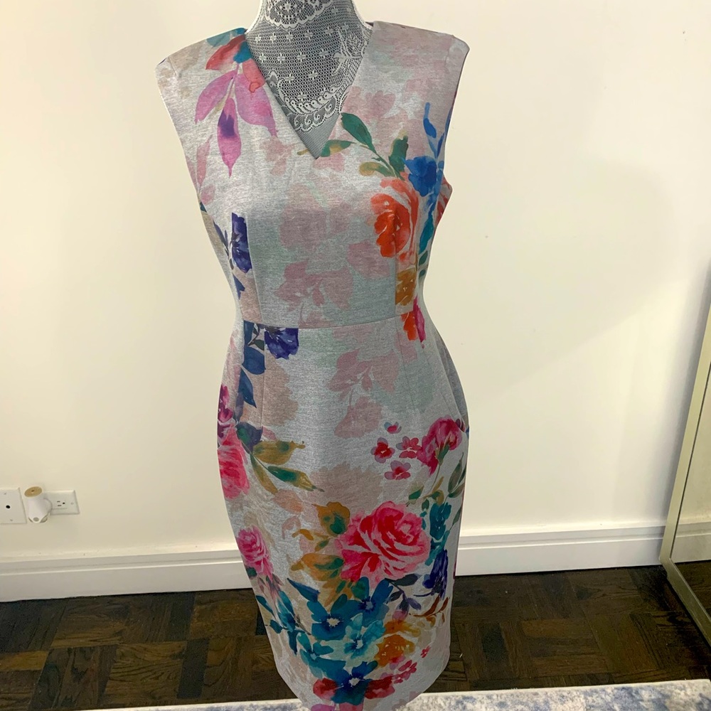 Calvin Klein Sleeveless Roses Sheath Dress